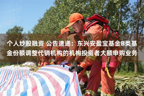 个人炒股融资 公告速递：东兴安盈宝基金B类基金份额调整代销机构的机构投资者大额申购业务