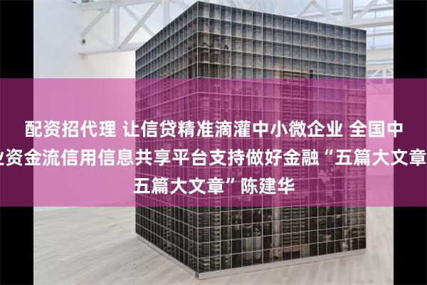 配资招代理 让信贷精准滴灌中小微企业 全国中小微企业资金流信用信息共享平台支持做好金融“五篇大文章”陈建华